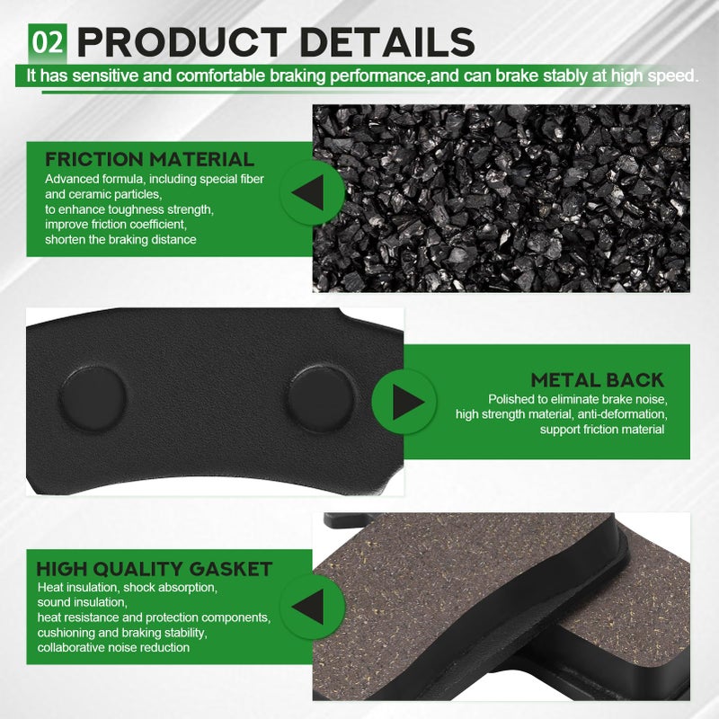 Cyleto Brake Pads for Suzuki DRZ400 2000-2009 DRZ400SM 2005-2009/Honda XR650L CR125 CR250 XR250 XR650 XR400/Kawasaki KX125 KX250/Yamaha YZ125 YZ250 WR250 Front and Rear - Image 4